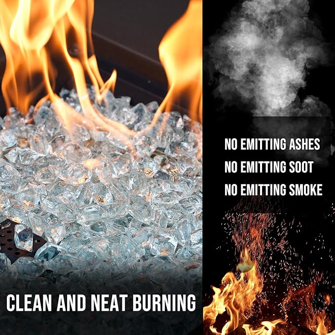 Skyflame 10-Pound Polygon Fire Glass for Fire Pit Fireplace Landscaping,1/2-inch, Crystal