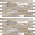 Peel and Stick Backsplash Tile Waterproof Removable PVC Wall Sticker 3D Faux Stone Marble Brick White Accent Panels (Gray - Yellow Stone - Metal Silver, 40 Tiles - 18 sq. ft. (1.68 m²))