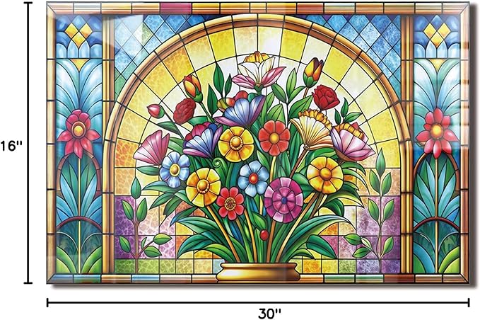 fzxwyishu Tempered Glass Backsplash for Kitchen,Stove Splashback Protector Mosaic Window Design | Heat-Resistant Splash Board, Kitchen Wall Decoration