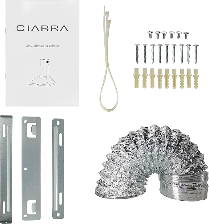 CIARRA Range Hood 30 inch Wall Mount 450 CFM Ductless Range Hood Vent for Kitchen Hood in Stainless Steel CAS75206P