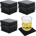 60packs Bulk Slate Coasters, Anti-Slip Drink Coasters, Engraving Available, Bulk Square Coasters for Drinks, Black Stone 4 x 4 Inch Square