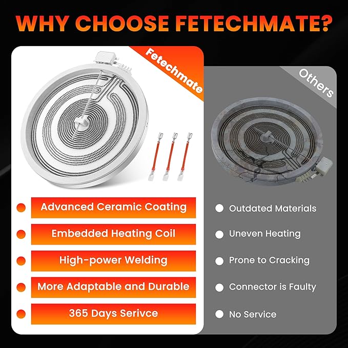 12" DG47-00065A DG47-00021B DG47-00022B Range Triple Haliant Radiant Surface Element Compatible with G-E Sam-sung Range Stove, Replaces DG47-00021A MEE62704901 by Fetechmate