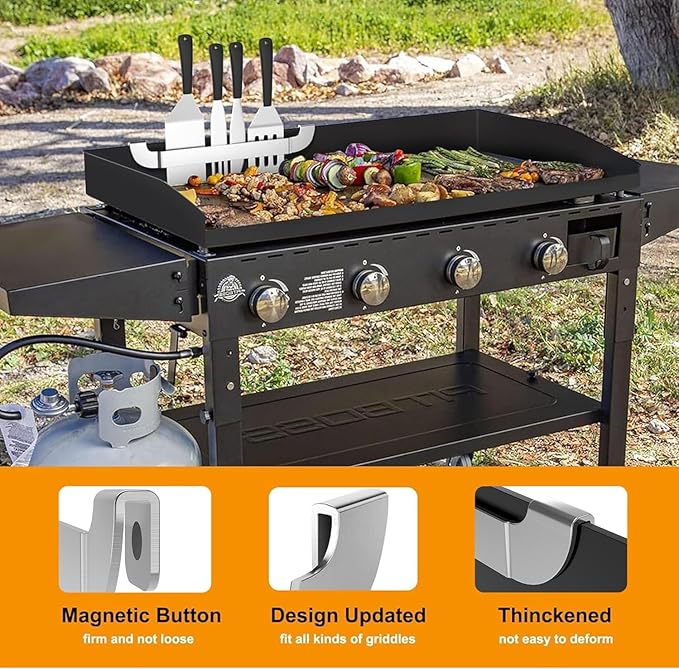 10 Inch Griddle Spatula Holder Magnetic Design, Stainless Steel Grill Barbecue Tool Rack, Griddle Accessories for Blackstone Flat Top Griddle and Other Grill Griddles (1 Pcs)