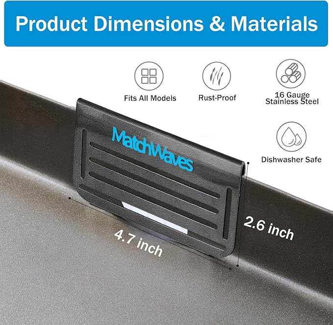 Grease Gate Blocker for Blackstone Griddle, Mesh Screen for Blocking Food from Falling into Rear Grease Catcher, Classic Movable Two-Sided Guard, Black, 2 Pack
