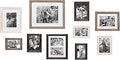 Kate and Laurel Bordeaux Gallery Wall Kit, Set of 10 with Assorted Size Frames in 3 Different Finishes - White Wash, Charcoal Gray, and Rustic Gray
