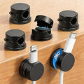 6PC 360° Rotatable Spring Cable Management, Cord Organizer Holder for Desk, Strong Adhesive Cable Clips Desk Accessories, Adjustable Wire Keeper for Nightstand, Home, Office, RV (Black)