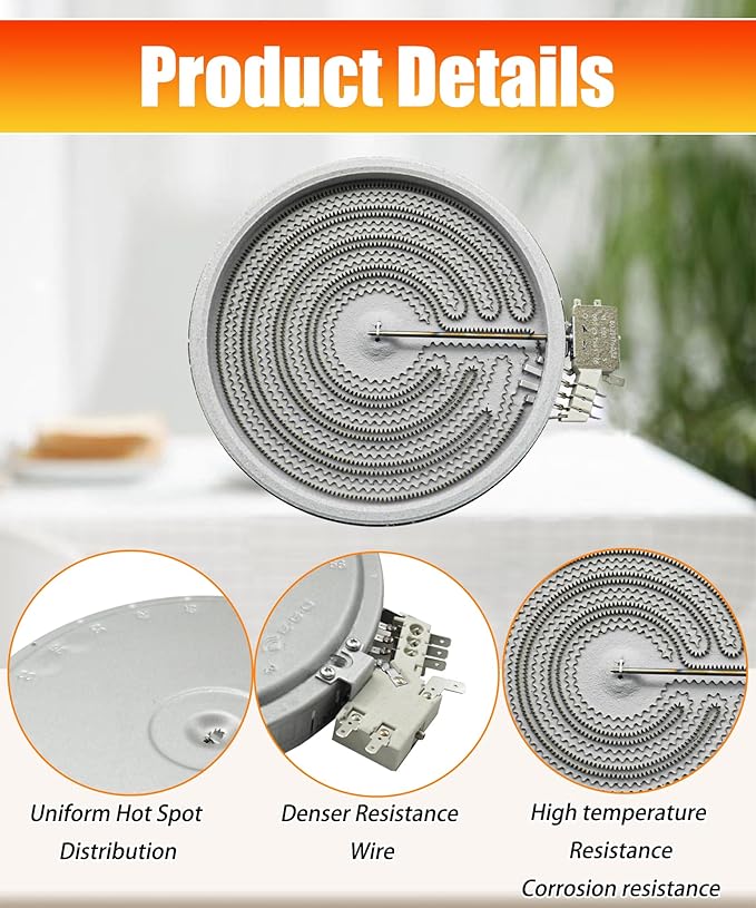 316530000 316530001 Range Oven Dual Radiant Surface Element Replacement for Frigidaire Electrolux Stove,9" 3200(1100) W Burner Replaces AP5983959, 316530000, 4279207, PS11723364.W10251107 W10251108