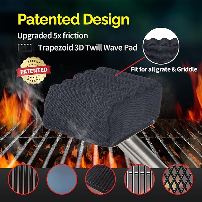 XUDAKAIXIN Grill Brush Bristle Free,Unique Wave pad for Cast Iron/Stainless-Steel Grates, (Only Replaceable Cleaning Head No Grill Brush)