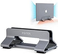 Aluminum Vertical Laptop Stand Dock Holder, Adjustable Slot Width 12-42mm, Space-Saving Upright Storage for MacBook and Laptops