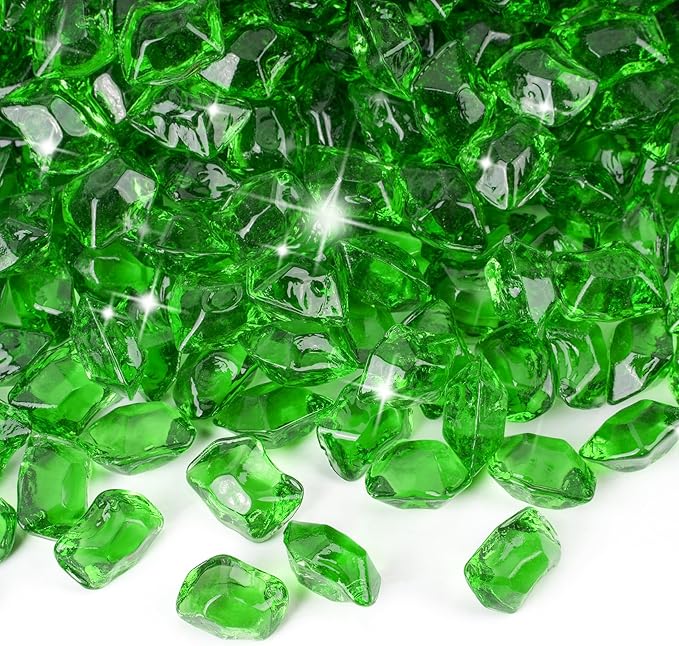Mr. Fireglass 1/2-Inch Polygon Fire Glass for Fireplace Fire Pit & Lanscaping, 10 Pounds High Luster Emerald Green