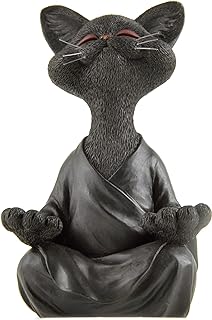 JFSM INC. 5" Whimsical Happy Cat Buddha Figurine – Zen-Inspired Resin Cat Statue – Meditating Animal Sculpture for Mindful Home or Office Decor – Peaceful Gift for Cat Lovers and Yoga Fans