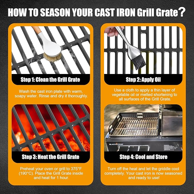 SafBbcue Grill Grate for Blackstone 1819 Griddle & Charcoal Combo Cast Iron Replacement Grate – Durable, Easy to Use Outdoor Cooking Accessory