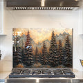 fzxwyishu Tree of Life,Tempered Glass Backsplash For Kitchen Behind Stove,Easy to Clean Kitchen Sink Cover Splash Guard, Home Kitchen Décor (brown, 30"x20"(76.2x50.8cm))