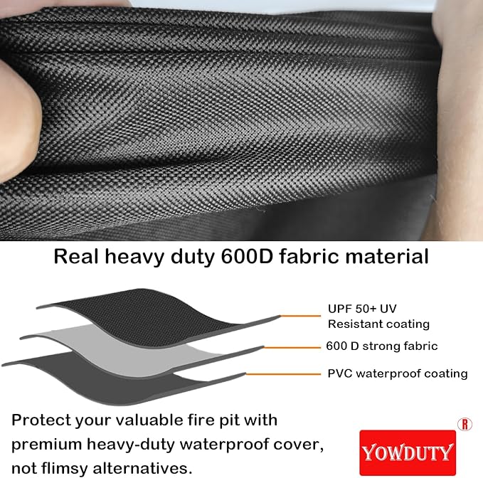 Propane Fire Pit Cover Square 28 Inch, Waterproof Heavy Duty 600D Gas Fire Pit Table Cover 28x28x25 Inch, Fit 26-28 Inch Firepit Table, All-weather Protection For Patio Fire Table