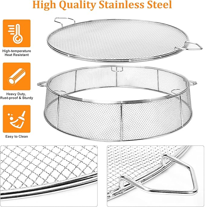 Uniflasy Fire Pit Accessory Kit for 27 Inch Solo Stove Yukon, 304 Stainless Steel Spark Screen & Cooking Grate & Fire Pit Stand for Yukon Fireplace Tools, for Backyard & Outdoor Fire Pits