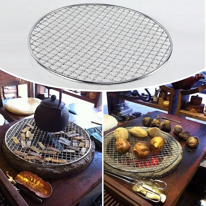 Eagles Round Grill Grates, 9.8" Round Grill Grates Stainless Steel Barbecue Mini Round BBQ Grill Net/Mesh/Rack/Grate/Steam Mesh Fire Grate Charcoal Stove for Home Party Outdoor Camping