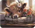 OFlich Highland Cow Mouse Pad - Highland Cow Mouse Pads for Desk, Floral Mouse Pad, Highland Cow Mousepad with Non-Slip Rubber Base for Laptop Computer Desktop Keyboard (9.5×7.9 Inch), Small, JW560