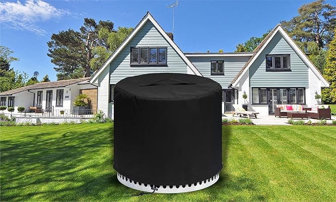 Fire Pit Cover for Solo Stove Bonfire 2.0 with Stand, 600D Waterproof Anti-UV & Tear Resistant Round Cover All-Weather Outdoor Protection, Black, 22" D x 16" H