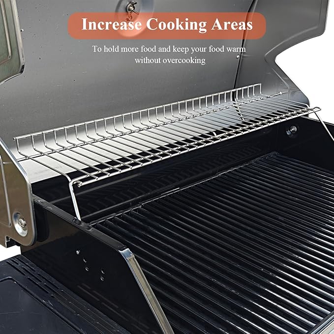 Grill Warming Rack for Charbroil Performance Tru-Infrared 3 Burner 463370719, Replacement Part for Charbroil 463371116, 463280019, 463371716 3-Burner Gas Grill, Warming Grates, Stainless Steel
