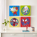 Idea Nuova Spidey and His Amazing Friends 4 Pack Square Canvas Wall Art Set, 11"x11" each for Bedroom