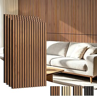 Art3d 4-Pack 47x23.6 Inch Acoustic Panels with Wood Slat Design - Soundproof Wall Panel for Office, Gaming Room & Studio, Ideal for Streamers, Home Workers & Recent Movers, Walnut
