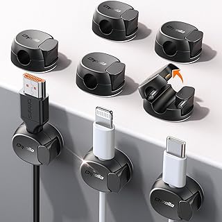 Chfeila 8 Pack Cable Clips [Dual Spring & Clasp] Cable Management, Max Secure Adhesive Cord Organizer, Cord Holder for Nightstand, School Office, College Dorm Essentials, Desk Accessories & Decor
