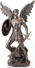 Veronese Design 12 1/2 Inch Archangel Saint Michael Statue Cold Cast Resin Bronze Finish Statue Home Decor Sculpture
