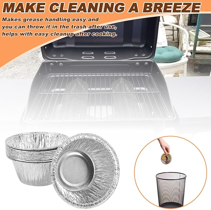 Grease Cup with Clip for Char-Broil/Kenmore Replacement Parts, Masterbuilt 30" & 40" Propane Smokers and Other Similar Grills, Grease Bucket Tray and 10-Pack Disposable Foil Liners