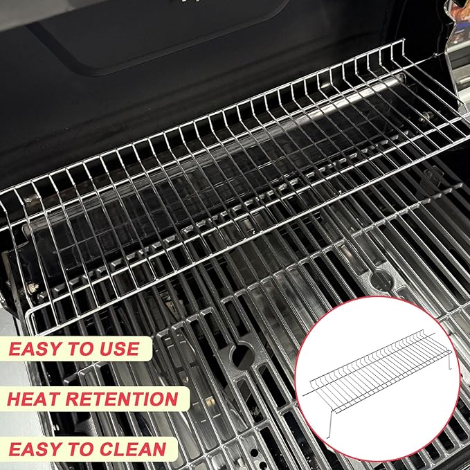 DcYourHome G470-0001-W1 Warming Rack for Charbroil Performance 4 Burner 463342119 463332718 463347017 463335517 463376017P1, 22 7/10 Inch Stainless Steel Swing Away Grid for Charbroil 463361017