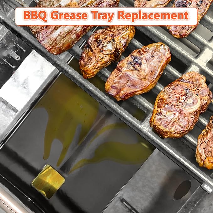 QuliMetal Grease Tray with Catch Pan for Weber Genesis 300 Series Gas Grills with Side Control Knob (2007-2010), Genesis E310, Genesis E320 Drip Pans Replace Weber #67767/67758 Genesis Grease Tray