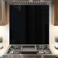 DAIFURONGE Tempered Glass Backsplash for Kitchen, Black and White Art Stove Backsplash Protector - Easy to Clean Wall Decor (Black, 30"x30"(76.2x76.2cm))