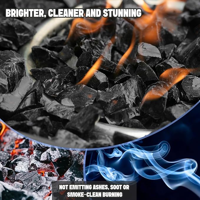 Mr. Fireglass Crushed Fire Glass for Natural or Propane Fire Pit,10 Pounds Decorative Recycled Glass Rocks for Fireplace and Landscaping, High Luster Black