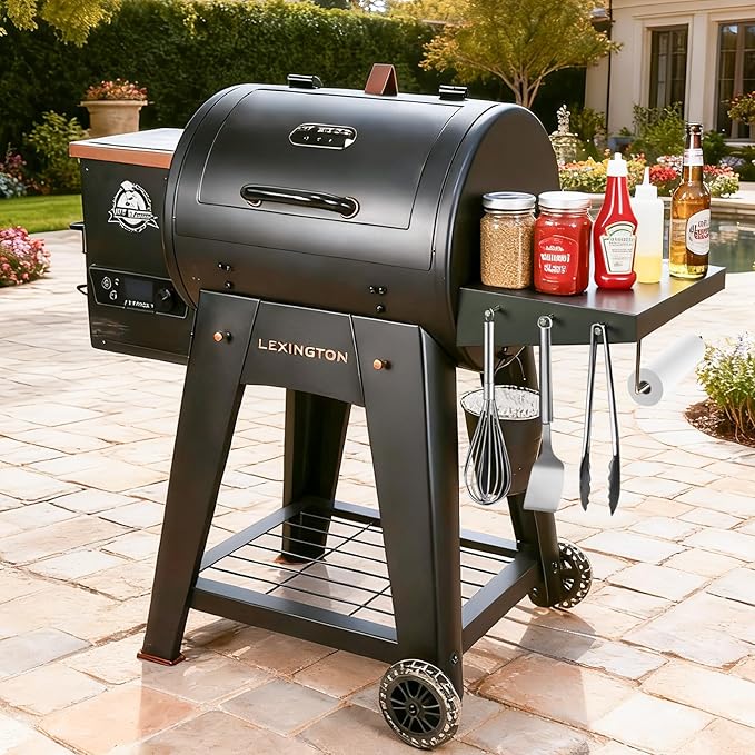 Utheer Grill Side Table Shelf for Pit Boss Lexington 500 Onyx, Pit Boss Grill Accessories for PB440D2, PB440FB1 Wood Pellet Grill, Heavy Duty BBQ Prep Station Paper Towels & Tools
