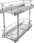 2 Tier Pull Out Cabinet Organizer 9" W X 22" D, Slide Out Drawers for Kitchen Cabinets, Pull Out Drawers for Cabinets Capacity Heavy Duty Caddy, Cabinet Pullout Shelves Chrome-Plated,Bathroom Pantry