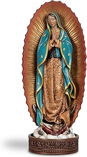 DevotedWalls Our Lady of Guadalupe Water Font - 10" Virgin Mary Statue Rosary Holder Catholic Indoor Decor,Hand Painted Guadalupe Sculpture,Mexican First Communion Gift,Baptism Gift(Full Color)