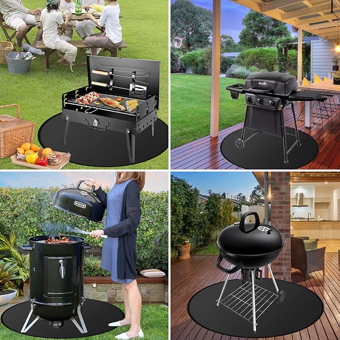 29.5'' Round Fire Pit Mat for Solo Stove Bonfire,Double-Sided Fireproof Grill Mat,Heat Resistant BBQ Accessory,Easy Clean & Reusable