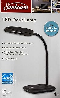 SUNBEAM Flexible Neck LED Desk LAMP Adjustable Light Energy Star Black