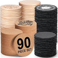 90 PCS Round Blank Coasters Bulk for Laser Engraving, MAPRIAL 4 Inch 100% Natural Black Slate Stone, Pine Wood, Cork, Engravable Materials for Engraver, Gifts, Crafts