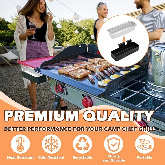 Grease Catcher with Aluminum Foil Drip Pan Liners for Camp Chef Griddle Accessories, Drip Tray and Grease Cup Liner(10 Pack) for Camp Chef Stove SG100 SG90 SG14 SG30 SG60 Professional Griddles