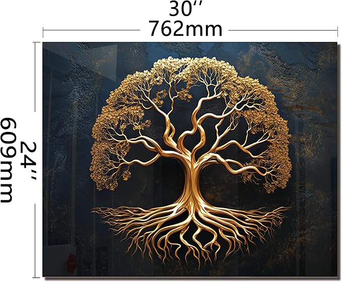 DAIFURONGE Tempered Glass Backsplash for Kitchen, Tree of Life Art Stove Backsplash Protector - Easy to Clean Wall Decor (Art Deco 1, 30"x24"(76.2x60.96cm))
