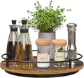Lazy Susan Organizer：11 Inch Black Wooden Turntable Holder for Pantry&Dinning Table Rotating Round Spice Rack for Dresser Makeup, Counertop, Home&Kitchen