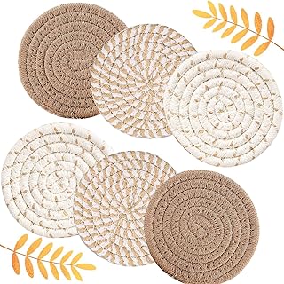 6 Pcs Coasters for Drinks, 4.3 Inch Fit for All Kinds of Cups, Super Absorbent Drink Coasters, Minimalist Cotton Handmade Coaster for Coffee Table Tabletop Protection Housewarming Gift for Home Decor
