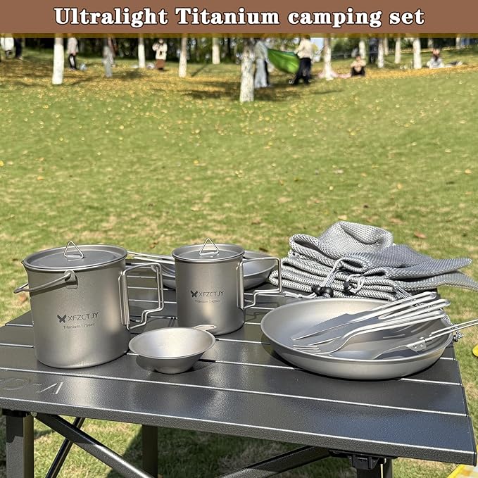 420ml Ultralight Titanium Tea Cup Coffee Mug With Lid Foldable Handle for Backpacking, Hiking Mountaineering