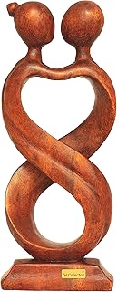 G6 Collection Hand-Carved Wooden Abstract Statue - Handmade Indonesian Suar Wood Figurine - Infinite Love Couple Sculpture - Infinity Loop Art Decor for Bookshelf, Office, Living Room - 12 inch