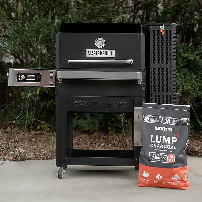 Char-Griller E1816 King-Griller Gambler Portable 320 sq. in. Charcoal Grill Bundle with 16 lb Masterbuilt Premium Hardwood Lump Charcoal