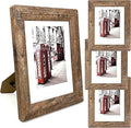 8x10 Picture Frames Set, Set of 4 Wooden Picture Frames Real Tempered Glass and Composite Wooden Rustic Rounded Corners Photo Display for Tabletop Wall Mount (Brown)