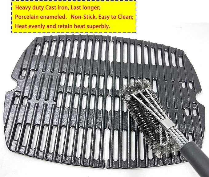 Direct Store DC140 7644 Cast Iron Cooking Grates for Weber Q100, Q1000, Q120, Q1200, Q1400, 516001, 516002, 50060001, 51010001, 51060001, Baby Q Gas Grill, Set of 2 (Small For Q100)