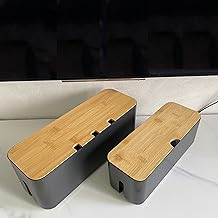 2 Pieces Cable Management Box|Cord Organizer Box| Hide and Conceal Power Strips and Electrical Cords from TVs, Computers, and Desks (Black 2PCS)