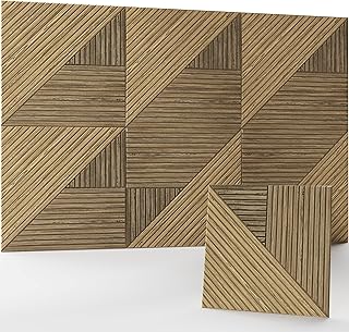 JaneTech 6 Pack Wood Acoustic Panels, Decorative Acoustic Wall Panels Sound Absorbing with Nano Glue for Recording Studio, Home Office, Conference Room, Aurin Thread, 23.62x23.62 Inches