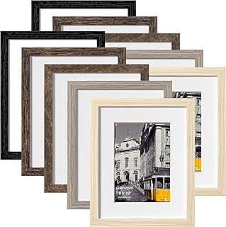eletecpro 8x10 Picture Frames Set of 10, Picture Frame Collage Wall Decor Display 5x7 Photo With Mat or 8x10 without Mat, Home Decor Gallery Frame for Table Top or Wall Mounting, Multicolor